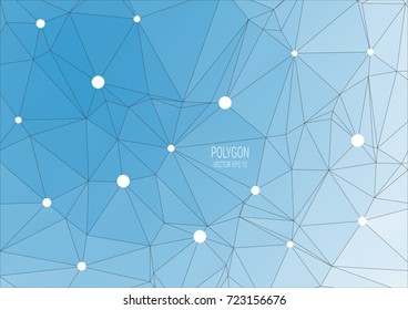 Blue polygon with geometric dots and lines,construction structure,business website background