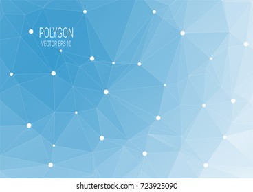 Blue polygon with geometric dots and lines,construction structure,business website background