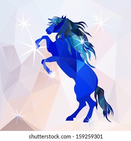 blue polygon horse