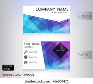 blue polygon name card template design