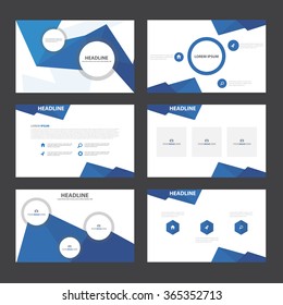 Blue polygon presentation templates Infographic elements flat design set for brochure flyer leaflet marketing advertising
