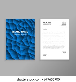 Blue polygonal abstract Elegant letterhead design template