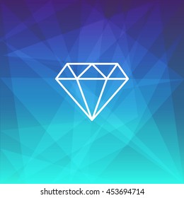 Blue Polygonal background with modern Diamond Icon. Vector illustration