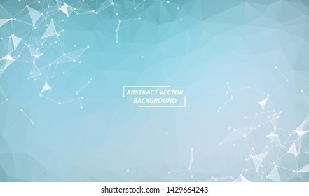 Blue Polygonal background molecule and communication. Connected lines with dots. Minimalism chaotic illustration background. Concept of the science, chemistry, biology, medicine, technology.