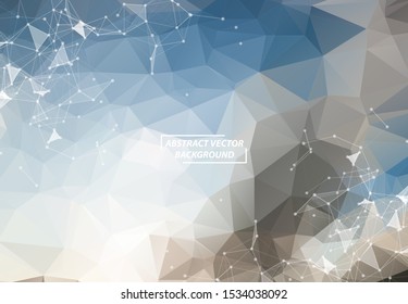 Blue Polygonal background molecule and communication. Connected lines with dots. Minimalism chaotic illustration background. Concept of the science, chemistry, biology, medicine, technology.