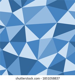 Blue polygonal background. Seamless geometric pattern. Blue triangles. Low poly template. Crystal texture. Vector illustration EPS10