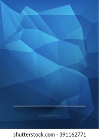 Blue polygonal background with a shelf for different use. Abstract polygonal background. Blue banner with shadows. Background with polygonal shapes and place for items. Vector illustration.