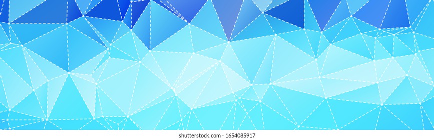 Blue Polygonal Banner Background with Dashed Line Triangles