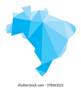 blue polygonal Brazil map