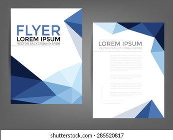 Blue polygonal brochure template flyer background design for A4 paper size with white space for text and message design