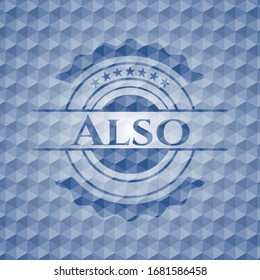 Also blue polygonal emblem. Vector Illustration. Detailed.