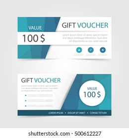 Blue polygonal Gift voucher template with colorful pattern,cute gift voucher certificate coupon design template,Collection gift certificate