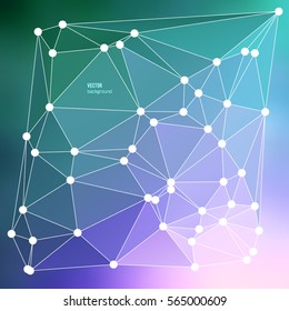 blue polygonal image, which consist triangles. Triangular pattern for business design. Geometric background in Origami style. Vector illustration EPS 10 crystalline form with edge lines & vertex point