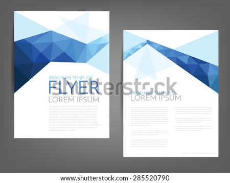 Blue polygonal line brochure template flyer background design for A4 paper size with white space for text and message design