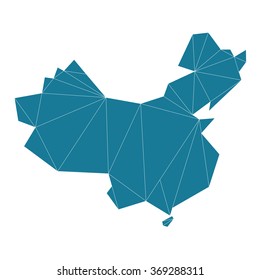 blue polygonal map of China