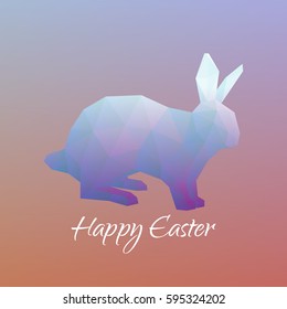 Blue polygonal rabbit. Happy Easter.