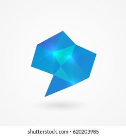 Blue polygonal speech bubbles. Isolated on white background