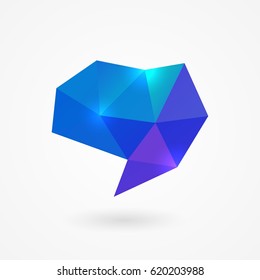 Blue polygonal speech bubbles. Isolated on white background