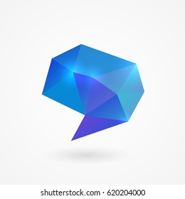 Blue polygonal speech bubbles. Isolated on white background