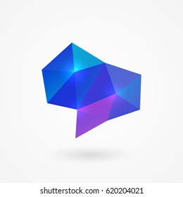 Blue polygonal speech bubbles. Isolated on white background