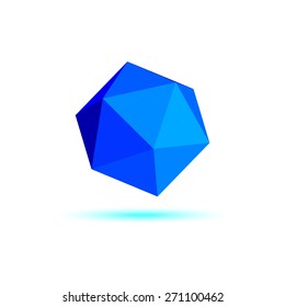 Blue polyhedron. Vector illustration.