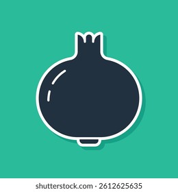 Blue Pomegranate icon isolated on green background. Garnet fruit.  Vector