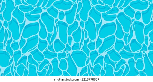 Blue pool pattern. Seamless print of water surface top view cartoon style, deep liquid aqua ripple, summer swimming background. Vector texture. Outdoor or indoor area for relaxation or training