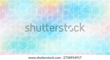 Blue pool tile mosaic pattern with water reflection and pastel gradient background