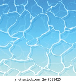 Blue Pool Water Surface with Sunlight Reflections Vector Seamless Pattern for Summer Background and Design Projects