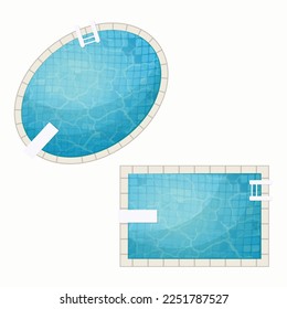 Blue pool water uppew view with square elements
