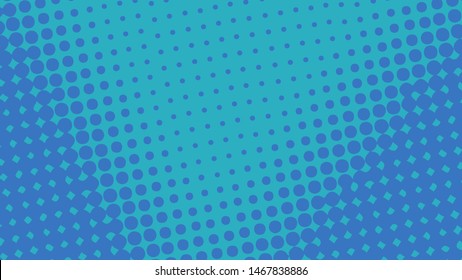 Blue pop art background with dots design, abstract vector illustration in retro comics style