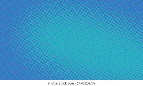 Blue pop art background with dots design, abstract vector illustration in retro comics style