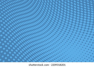 Fondo de arte pop azul con puntos de media tonalidad en estilo retro. Ilustración vectorial.	