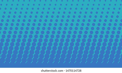 Blue pop art background in retro comic style with halftone dots, vector illustration of backdrop with isolated dots