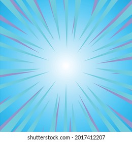 fondo de arte pop azul retro explosión de dibujos animados raya la ilustración vectorial. explosión de caricatura