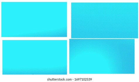 Blue pop art background. Set  Abstract creative vector.