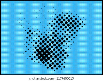 Blue pop art retro comic book halftone background