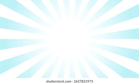 Blue pop sunburst background. Pop bright concentration line background and promotional template.