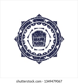 Blue popcorn icon inside grunge seal
