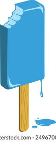 Blue Popsicle dripping on a stick