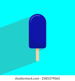 blue popsicle icon, ice cream vector isolated on blue background, flat style illustration vector