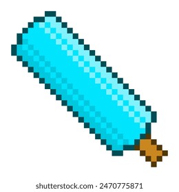 Blue Popsicle, Pixel Art Icon, Isolated