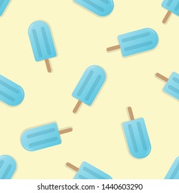 Blue popsicle seamless pattern vector illustration. Ice cream popsicle with shadow seamless background, pattern for textile, fabric, wrapping paper, wallpaper, packaging. Vector EPS 10.