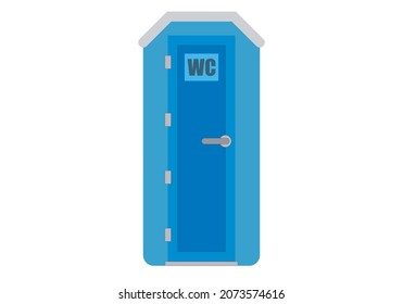 Blue Portable Bathroom In White Background.