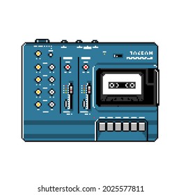 Blue Portable Mini 4-Track Cassette Recorder 8bit Pixel Art