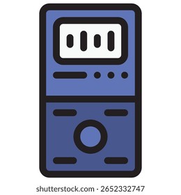 Blue Portable Music Player with Screen and Control Button Icon