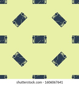 Blue Portable video game console icon isolated seamless pattern on yellow background. Gamepad sign. Gaming concept.  Vector Illustration