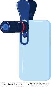 Blue portable water bottle with black lid and carabiner clip. Outdoor hydration equipment vector illustration.