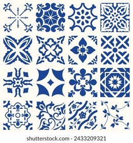 Blue Portuguese tiles pattern - fashion interior design tiles.