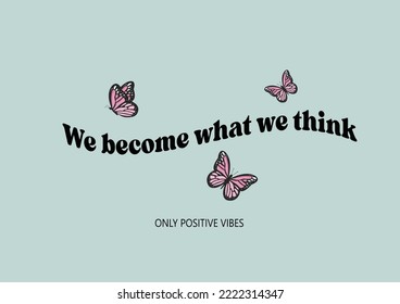 blue positive hand drawn quote design 